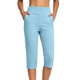 thumbnail image 6 of Ltctricy Capri Pants for Women Straight Leg Comfy Lounge Yoga Pants with Pockets Cropped Casual Work Pants(Light Blue,XX-Large), 6 of 7