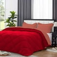 thumbnail image 3 of D.N.G. BEDDINGS 1 Piece Luxury Reversible Diamond Pattern Comforter Premium Super Soft, All Season 800 TC, 100% Egyptian Cotton Super King Size Brick Red/Red Solid Color, 3 of 7