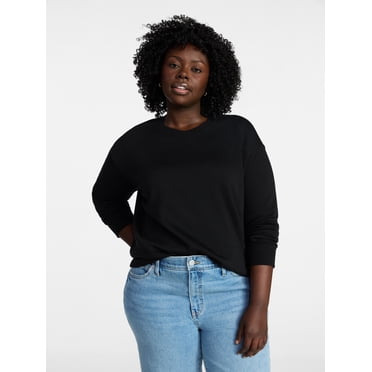 Terra & Sky Women's Plus Size Fleece Sweatshirt with Long Sleeves, Size 0X-5X