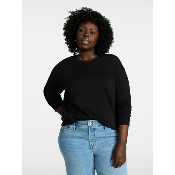 Terra & Sky Women's Plus Size Fleece Sweatshirt with Long Sleeves, Size 0X-5X