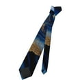 thumbnail image 7 of Zufioo Navy Blue Marble Print Men's Silk Tie, Business Suit Tie - Anti-floating Buckle Design, Clothing Accessories Suitable for Business, Daily Life, Banquets, 7 of 7