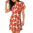 thumbnail image 2 of Fotbe Tomatoes Bata de Dormir para Mujer con Estampado, Camisón de Algodón de Manga Corta, Ropa de Dormir Casual, 2 of 6