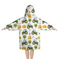 thumbnail image 2 of Cartoon Tractors Hay Bales White Pattern Blanket Hoodies for Kids 6-13YR Oversize Wearable Blanket Hoodies for Boys Girls Teens, 2 of 7