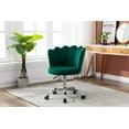 thumbnail image 2 of Upholstered Home Office Chair,Adjustable Height Makeup Chair Vanity Chair,360 Swivel Rolling Desk Chair,Modern Office Chair with Metal Base,Velvet Swivel Shell Chair for Living Room Office,Green, 2 of 7