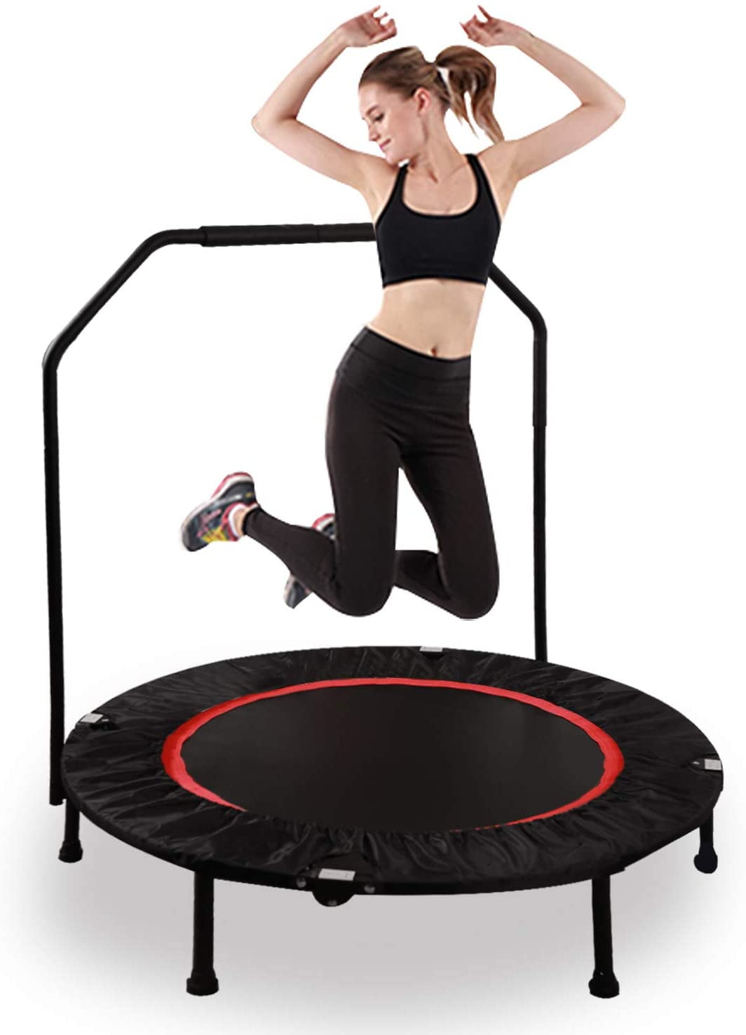 RedSwing Mini Trampoline Rebounders for Adults, 40/50'' Folding Fitness  Trampoline Workout with Removable Bar 