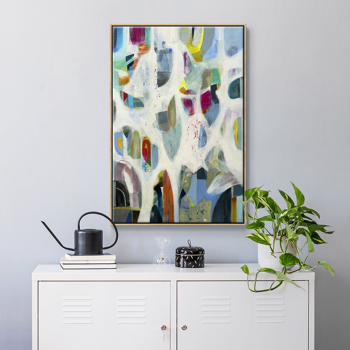 Interaction Framed Premium Gallery Wrapped Canvas - Ready to Hang - 25 x 37 - Natural Wood Floating Frame