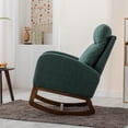thumbnail image 6 of SYNGAR Fabric Upholstered Rocking Chair with Solid Wood Base and Side Pocket, Mid Century Modern Nursery Rocking Armchair Tall Back for Home Office Living Room Bedroom Balcony, Green, 6 of 13