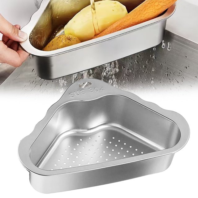 Noothes Drain Rack,Dish Rack Stainless Sink Strainer Basket Triangle Sink | Multifunction Sink Strainer | Kitchen Food Catcher | Triangle Sink Drainer Basket For Sink Food Strainer Or Storage Rack
