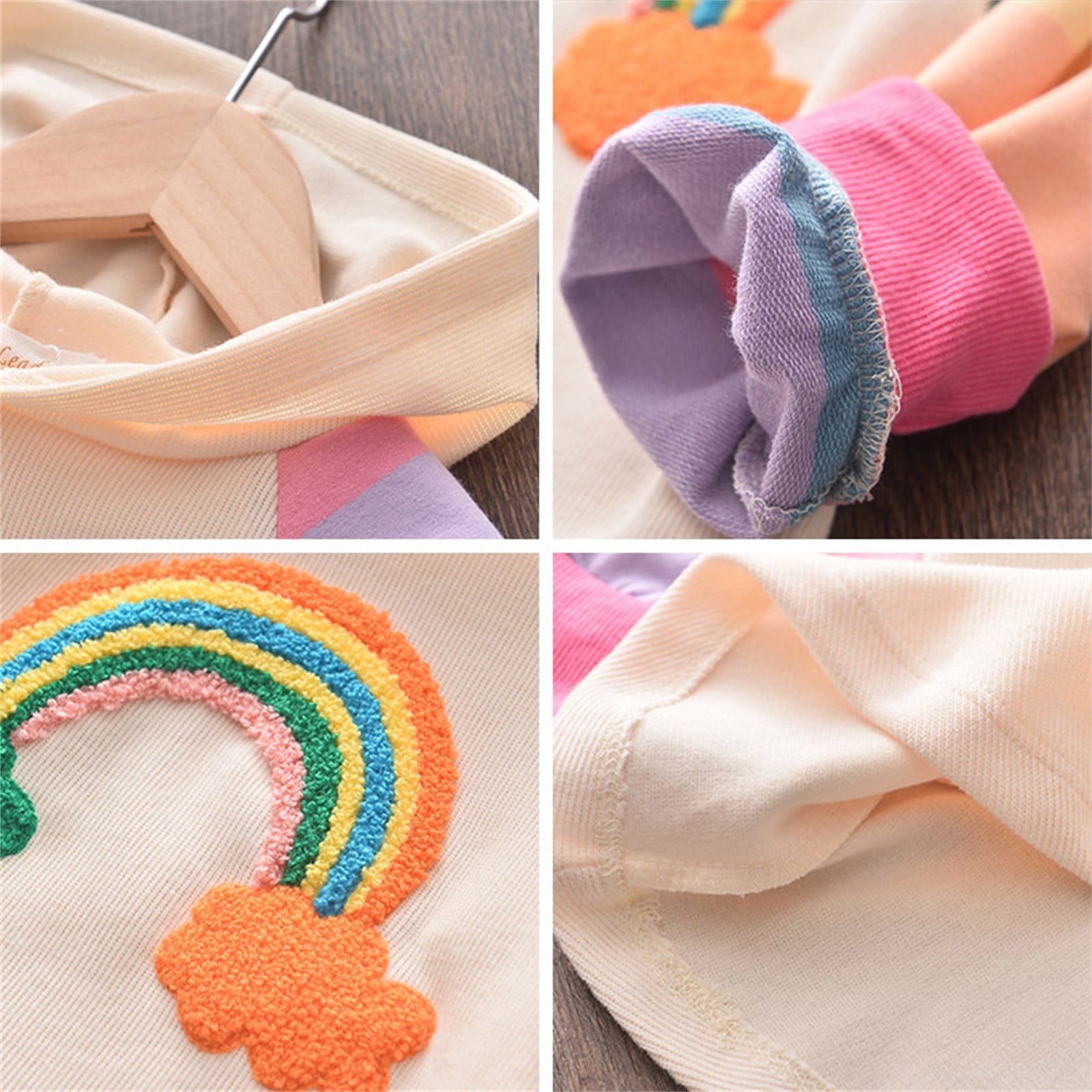 New Summer Girls Dresses Toddler Kid Baby Girls Casual Hoodie Sweatshirt Dresses Rainbow Knitted Embroidery Princess Ruffle Dress