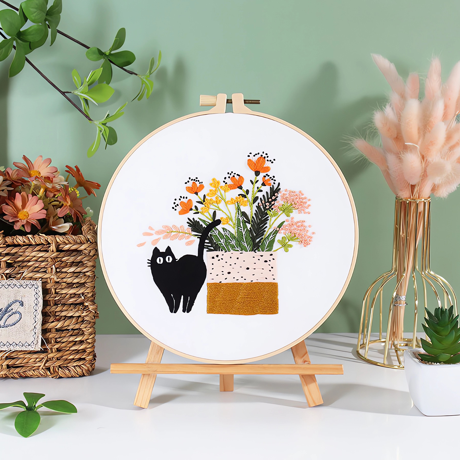 RidaaFri Embroidery Kit for Beginners, 3-Set Cat Patterns photo 7
