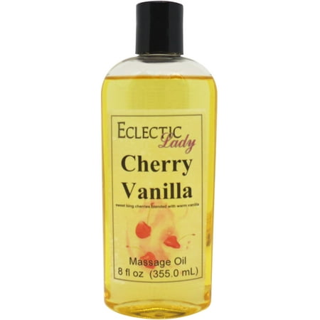Cherry Vanilla Massage Oil by Eclectic Lady, 8 oz, Sweet Almond Oil and Jojoba Oil