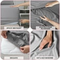 thumbnail image 4 of Lux Decor Collection King Size Sheet Set - 4 Pc King Bed Sheets Set - High GSM Brushed Microfiber Sheets - Up to 16 Inches Deep Pocket Bedding Sheets & Pillowcases, Dark Gray, 4 of 8