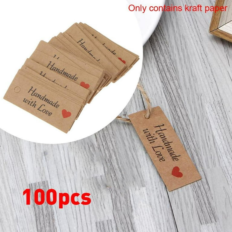 100pcs Handmade Tags Kraft Paper Printed Thank You/handmade Label Round  Paper Handmade Hang Tag For Gift Package Garment Tags