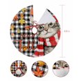 thumbnail image 7 of Hello Fall Cat Christmas Tree Skirt 48 Inches Large Christmas Skirt Tree, Thanksgiving Maple Leaf Black Plaid Tree Skirt Christmas Decorations for Fireplace Party Holidays Indoor Outdoor, 7 of 7