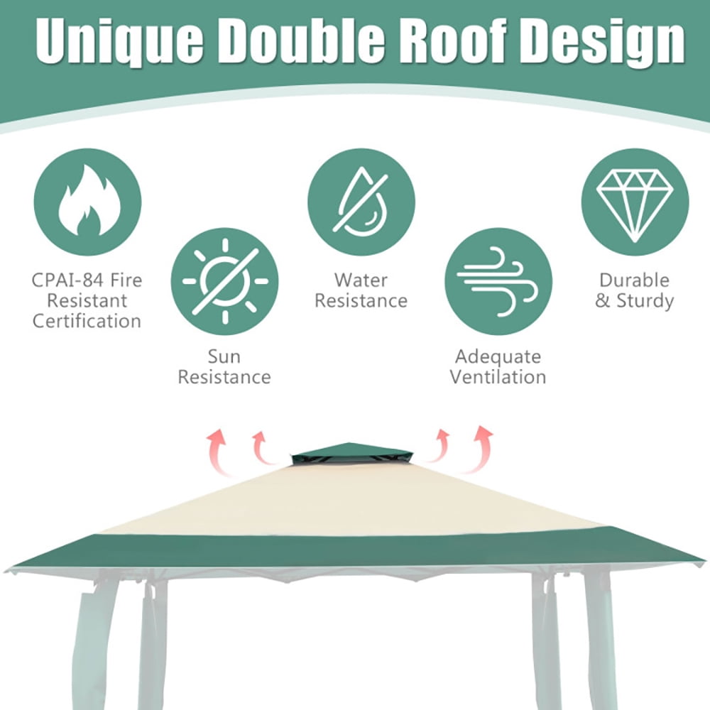 Aimee Lii 13 Feet x 13 Feet Pop Up Canopy Tent Instant Outdoor Folding Canopy Shelter, Backyard Canopy Gazebo, Green
