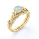 thumbnail image 4 of JeenMata Anillo Nupcial con Diseño de Hoja de Rama de Moissanita y Ópalo de Fuego Redondo de 0,65 Quilates Engastado en Garras con Solitario en Baño de Oro Amarillo de 18 K sobre Plata, 4 of 5