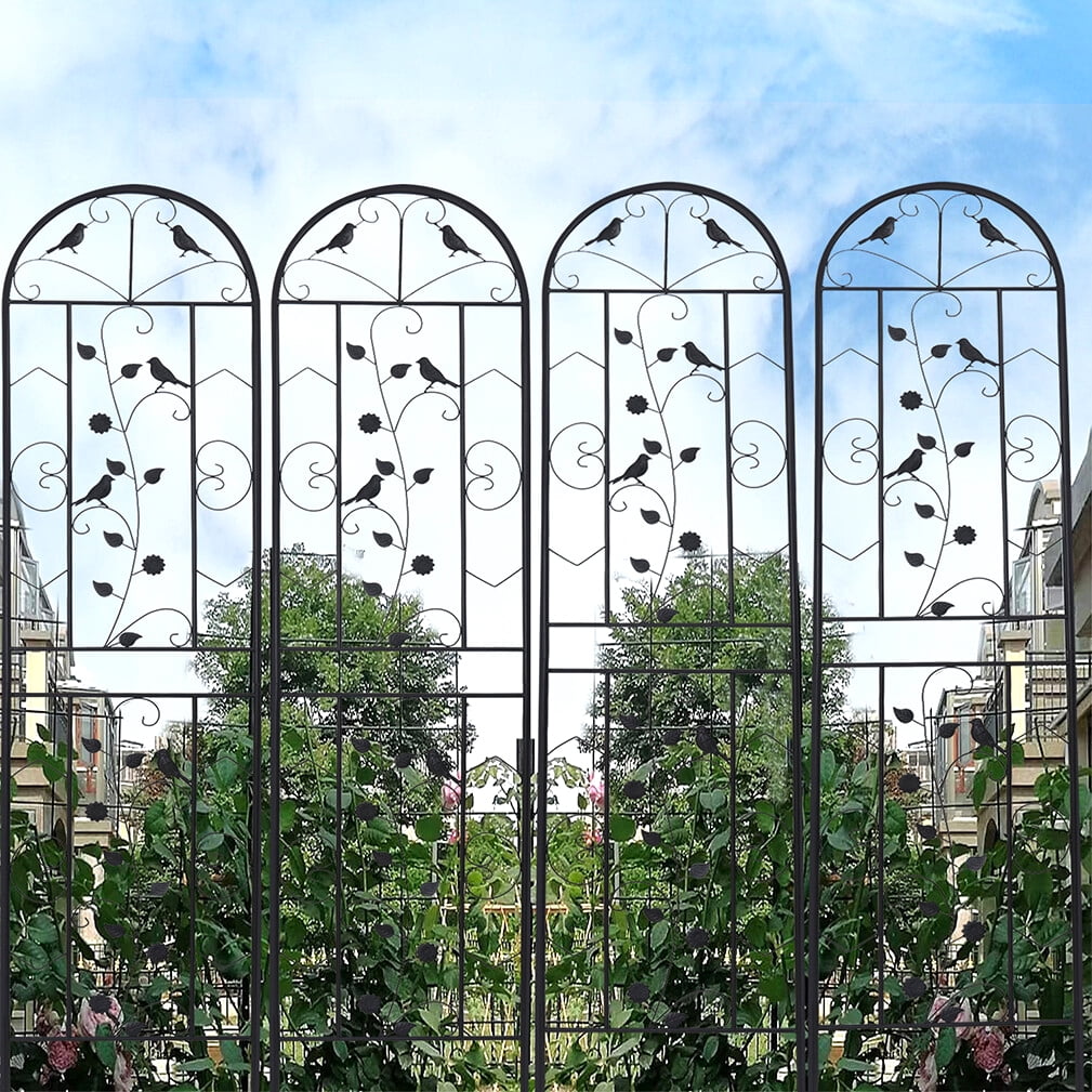 2Pack Anti-rust Metal Garden Trellis Wall Decorative Screen Privacy Fence for Vine Rose Cucumbers,19.7x82.7 inch