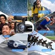 Campark 5K Video Camera Camcorder Dual Lens 3”Touch Screen 56MP Digital Vlogging Cameras for YouTube with Microphone