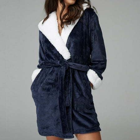 

TWIFER Womens Pajama Women Hooded Fleece Bathrobe Lightweight Soft Plush Long Flannel Sleepwear Fleece Hooded Bathrobe Plush Long Robe