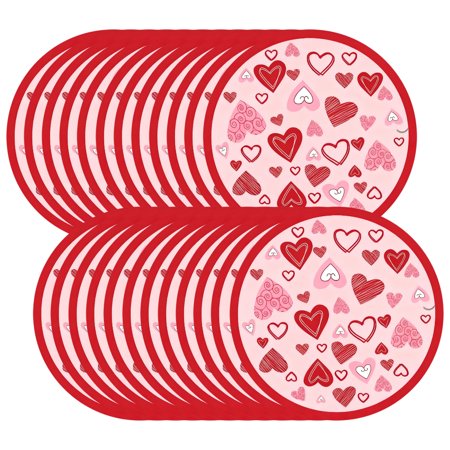 Holiday Party Plates 24-Count for Valentine s Day 7 Inch and 9 Inch Disposable Paper Plates Oval Shaped with Themed Designs Ideal for Decorations and Gifts Easy Use for Events