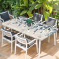 thumbnail image 2 of Navy Blue Eucalyptus Table Cloths for 6 Foot Rectangle Tables, Farmhouse Weeping Leaves Linen Patio Waterproof Elastic Fitted Tablecloths, Washable Rectangular Table Cover for Camping, 2 of 8