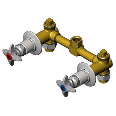 T&S BRASS B-1035 CONCEALED BYPASS MIXING VALVE, 8 CENTERS, 1/2 NPT FEMALE INLETS &