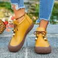 thumbnail image 2 of Rokment Womens Vintage Combat Boots with Protective Toe Fall Winter Comfortable Casual Wide Width Non Slip Work Flat Walking Ankle Booties Yellow Size 7.5, 2 of 3