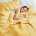 thumbnail image 3 of Exclusivo Mezcla King Size Quilt Bedding Set, Stripe Stitching Yellow Quilts King Size for All Seasons, Soft Lightweight Microfiber Bedspreads Coverlets Bed Cover, 104"x96", 3 of 6
