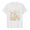 thumbnail image 5 of JTZGDY Summer Tops for Women Cute Floral Printed Short Sleeve Crewneck Graphic T-Shirts Loose Soft Cotton Basic Tunic Blouse A#08-White M, 5 of 6