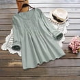 thumbnail image 2 of IROINID T-Shirts à Manches Longues pour Femmes, Couleur Unie, Col Rond, Vert, 2 of 8