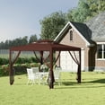 thumbnail image 2 of Outsunny 10'x10' Canopy Tent with Mesh Netting and Double Tier Roof, Brown, 2 of 9