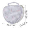 thumbnail image 2 of Unique Bargains Heart-shaped Bow & Checkered Pattern Makeup Bag for Travel Purple Polyester, 2 of 6