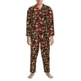 thumbnail image 3 of Salouo Rose Flowers Print Button-Front Long Sleeve Pajama Set for Men, Soft 2Pjs Men's Long Sleeve Sleepwear-Large, 3 of 7