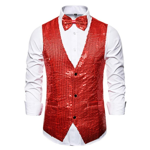 Chaleco Traje Rojo Con Negro Hombre Traje De Hombre Negro Con