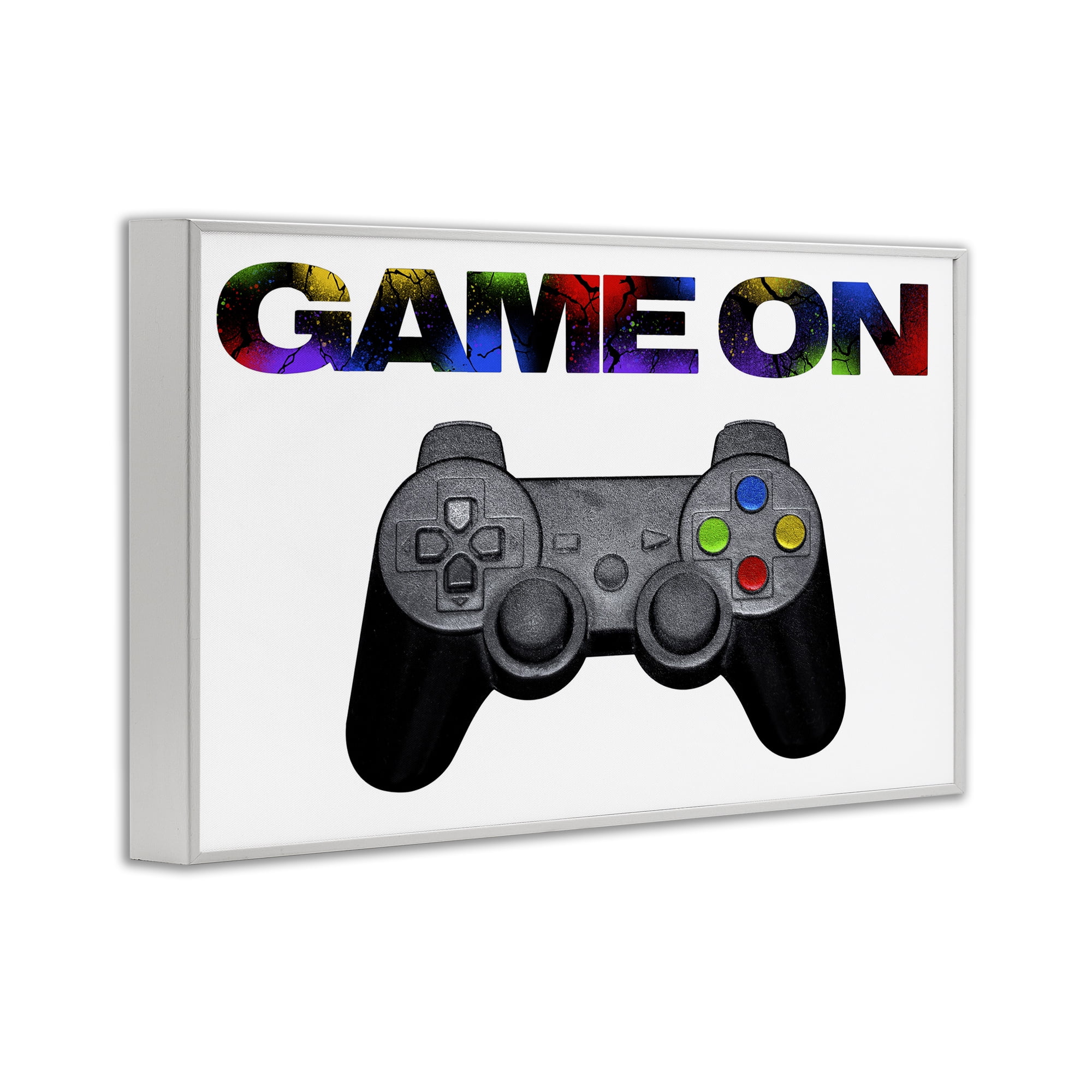 Stupell Industries Controller Game On Splatter White Framed Giclee Art, design by Marcus Prime