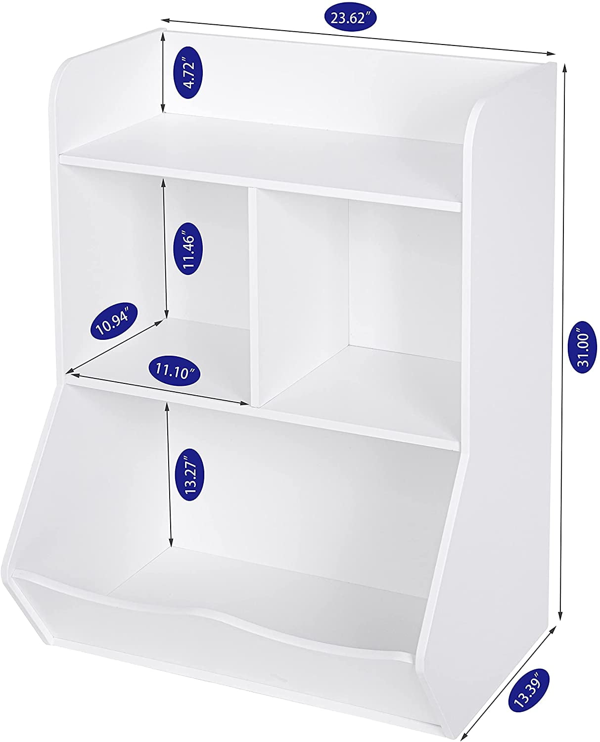 UTEX Toy Storage Organizer, 40" Kids Toy Storage Cubby with Bins,Toy Boxes and Storage for Playroom,Bedroom,Nursery School,White