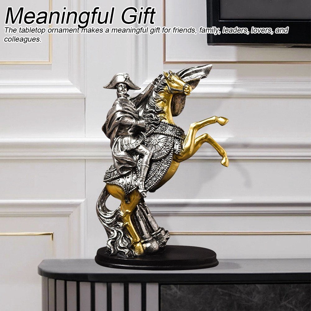 Hzzsbu Knight Statue Decoration Resin Napoleon Knight Equestrian Ornament Figurine For Indoor Desktop Office Bookshelf Decoration