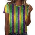 thumbnail image 2 of Outfmvch T-Shirts Mardi Gras pour Femmes, T-Shirts Graphiques, T-Shirts de Carnaval, Vêtements Mardi Gras, T-Shirt Imprimé à Manches Courtes Col Rond Mode Décontracté Vert TG, 2 of 4