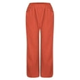 thumbnail image 2 of Women Fashion Solid Color Cotton Flax Elastic Long Pants Beach Leisure Trousers, 2 of 4