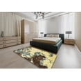 thumbnail image 4 of Ahgly Company Indoor Round Abstract Mustard Yellow Abstract Area Rugs, 6' Round, 4 of 6