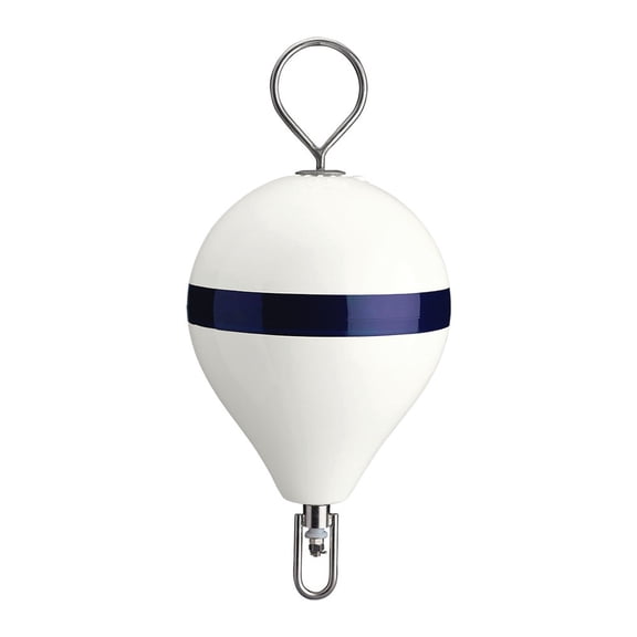 Polyform CM-2 WHT W/STR CM Series Mooring Buoy - 13.5" x 18", White with Galvanized Eye