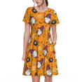 thumbnail image 1 of Balery Halloween Witches Gnome Vestidos sueltos de manga corta para mujer, vestidos de verano 2025, vestidos casuales de corte A con vuelo., 1 of 6