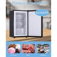 thumbnail image 2 of 3.2 Cu.Ft Upright Freezer, Single Door Mini Freezer ,Adjustable Thermostat, Compact Refrigerator for Bedroom, Dorm, Black, 2 of 6