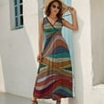 thumbnail image 5 of 70s Retro Colorful Wavy Womens Night Club Maxi Dress V Neck Sleeveless Bohemia Long Dresses, 5 of 9