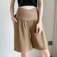 thumbnail image 4 of DeHolifer Women's Maternity Shorts Over The Belly Summer Elastic Waisted Workout Running Active Short Pants with Pockets Khaki XL, 4 of 4