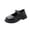 Black, variant on Xfvqtps Girls Mary Janes Shoes Buckle Hook and Loop Strap Spring Summer Thick Soft Sole Easy Closure for Casual and Dressy Wear Leather Shoes