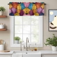 thumbnail image 2 of Colorful Dahlia Valance Curtain for Windows Modern Abstract Orange Yellow Blue Flower Oil Painting Style Rod Pocket Curtain Valances Short Window Treatments for Kitchen Bathroom Laundry 60 x 18 Inch, 2 of 9