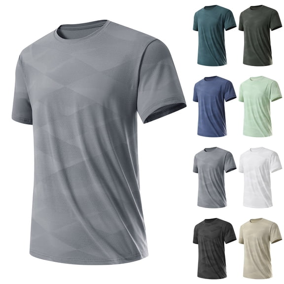 KeShDi Sun Protection Shirts UPF 50 Short Sleeve Summer Casual Sports Top Men's Solid Color Ice Silk Quickdrying Sunscreen Jacket Short Sleeved Round Neck Top/shirt Army Green 3X