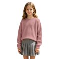 thumbnail image 4 of Girls Boys Sweater Long Sleeve Crew Neck Pullover Sweater Knit Pullover Sweatshirt Kids Long Sleeve Crew Neck Solid Casual Tops Fall Outfits(Pink,5-6 Years), 4 of 6
