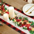 thumbnail image 4 of Christmas Table Runner - Xmas Balls Flowers Red Buffalo Plaid Check Winter Holiday Decorative Farmhouse Table Decorations for Kitchen Dinning, Indoor Outdoor Dinner Party Decor 13x72 Inch, 4 of 6